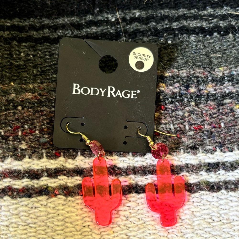 NWT SPENCERS BODY RAGE NEON CACTUS DANGLE EARRINGS